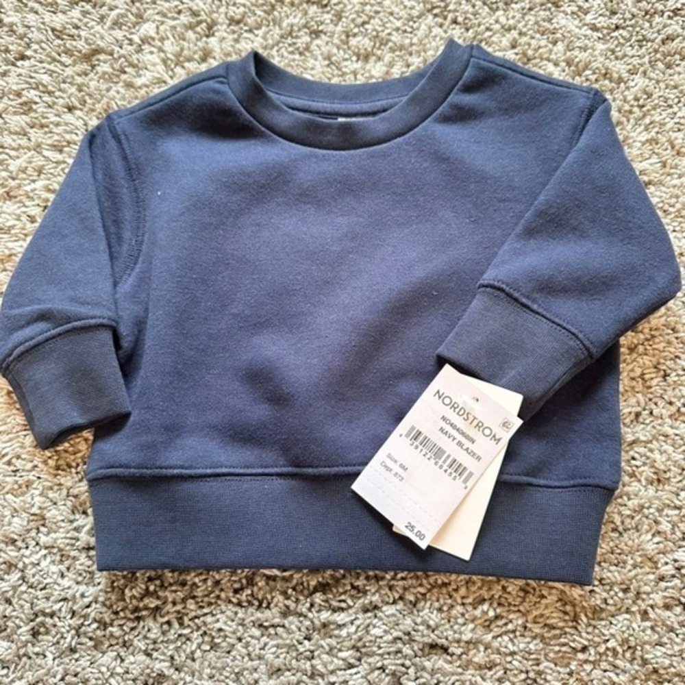 Nordstrom Baby Boys‎ Navy Crewneck Sweatshirt Pullover Top 6 Months NWT Classic